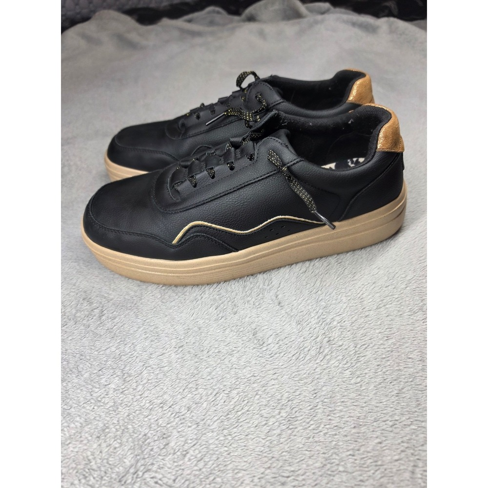 Hey Dude Hudson Lift Metallic Black Tan Gold Sneakers Mens‎ 9 Womens 11